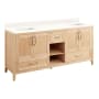 Signature Hardware Burfield 72" Freestanding Double Basin Vanity Set with Bamboo Cabinet, Vanity Top, and Rectangular Undermount Sinks - No Faucet Holes Natural Bamboo / Arctic White