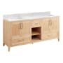 Signature Hardware Burfield 72" Freestanding Double Basin Vanity Set with Bamboo Cabinet, Vanity Top, and Rectangular Undermount Sinks - No Faucet Holes Natural Bamboo / Carrara Marble