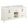 Signature Hardware Burfield 72" Freestanding Double Basin Vanity Set with Cabinet, Vanity Top, and Oval Undermount Sinks - 8" Faucet Holes White / Carrara Marble