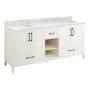 Signature Hardware Burfield 72" Freestanding Double Basin Vanity Set with Cabinet, Vanity Top, and Rectangular Undermount Sinks - 8" Faucet Holes White / Carrara Marble