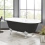 Signature Hardware Sanford 66" Cast Iron Soaking Clawfoot Tub Black / Chrome Feet