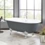 Signature Hardware Sanford 66" Cast Iron Soaking Clawfoot Tub with Pre-Drilled Overflow Hole, 7" Rim Holes and Imperial Feet Dark Gray / Chrome Feet