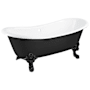 Signature Hardware Lena 72" Cast Iron Soaking Clawfoot Tub with Included Overflow Drain Black / Black Feet