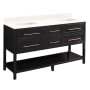 Signature Hardware Robertson 60" Freestanding Mahogany Double Basin Vanity Set with Cabinet, Vanity Top, and Rectangular Undermount Sinks - No Faucet Holes Black / Arctic White