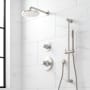 Signature Hardware Lentz Pressure Balanced Shower System with Rainfall Shower Head, Knob Handles, Hand Shower, Slide Bar, Shower Arm, Hose, and Valve Trim - Accufit Rough-In Valve Included Brushed Nickel