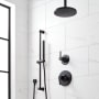 Signature Hardware Lentz Pressure Balanced Shower System with Rainfall Shower Head, Lever Handles, Hand Shower, Slide Bar, Shower Arm, Hose, and Valve Trim - Accufit Rough-In Valve Included Matte Black