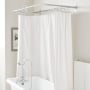 Signature Hardware Gooseneck Wall Mount Tub and Shower Conversion Kit with Tub Faucet, Shower Head, Hand Shower and 60" x 27" D-Shaped Shower Ring Chrome