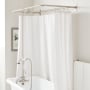 Signature Hardware Gooseneck Wall Mount Tub and Shower Conversion Kit with Tub Faucet, Shower Head, Hand Shower and 60" x 27" D-Shaped Shower Ring Brushed Nickel