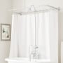 Signature Hardware English Rim Mount Tub and Shower Conversion Kit with Tub Faucet, Shower Head, Hand Shower, and 60" x 27" D-Shaped Shower Ring Chrome
