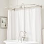 Signature Hardware English Rim Mount Tub and Shower Conversion Kit with Tub Faucet, Shower Head, Hand Shower, and 60" x 27" D-Shaped Shower Ring Brushed Nickel