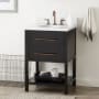 Signature Hardware Robertson 24" Freestanding Mahogany Single Basin Vanity Set with Cabinet, Vanity Top, and Oval Undermount Sink - 8" Faucet Holes Black / Feathered White
