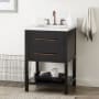 Signature Hardware Robertson 24" Single Vanity Set with Mahogany Cabinet, Quartz Vanity Top, and Rectangular Sink - 1-1/2" Faucet Holes Black / Feathered White