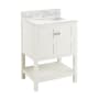 Signature Hardware Olsen 24" Free Standing Single Vanity Set with Wood Cabinet, Vanity Top, and Rectangular Undermount Vitreous China Sink - Single Faucet Hole Soft White / Carrara Marble