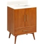 Signature Hardware Novak 24" Freestanding Teak Single Basin Vanity Set with Cabinet, Vanity Top, and Rectangular Undermount Sink - Single Faucet Hole Teak / Arctic White