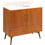 Signature Hardware Novak 36" Freestanding Teak Single Basin Vanity Set with Cabinet, Vanity Top, and Oval Undermount Sink - 8" Faucet Holes Teak / Arctic White