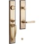 Signature Hardware Aurick Right Handed Solid Brass Keyed Entry Door Lever Set with 2-3/8" Backset Antique Brass