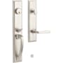 Signature Hardware Aurick Right Handed Solid Brass Keyed Entry Door Lever Set with 2-3/8" Backset Satin Nickel