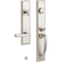 Signature Hardware Aurick Left Handed Solid Brass Keyed Entry Door Lever Set with 2-3/4" Backset Satin Nickel