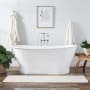 Signature Hardware Kateryn 67" Cast Iron Soaking Freestanding Tub in White with Included Overflow Drain White / Chrome