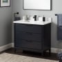 Signature Hardware Hytes 36" Freestanding Mahogany Single Basin Vanity Set with Cabinet, Vanity Top, and Rectangular Undermount Sink - Single Faucet Hole Midnight Navy Blue / Arctic White