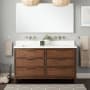 Signature Hardware Hytes 60" Freestanding Mahogany Double Basin Vanity Set with Cabinet, Vanity Top, and Rectangular Undermount Sink - No Faucet Holes Carob Brown / Arctic White