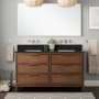 Signature Hardware Hytes 60" Freestanding Mahogany Double Basin Vanity Set with Cabinet, Vanity Top, and Rectangular Undermount Sink - No Faucet Holes Carob Brown / Absolute Black