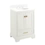Signature Hardware Quen 24" Freestanding Single Basin Vanity Set with Cabinet, Vanity Top, and Oval Undermount Sink - 8" Faucet Holes Soft White / Feathered White