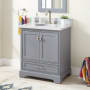 Signature Hardware Quen 30" Freestanding Single Basin Vanity Set with Cabinet, Vanity Top, and Oval Undermount Sink - 8" Faucet Holes Gray / Carrara Marble