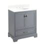 Signature Hardware Quen 30" Freestanding Single Basin Vanity Set with Cabinet, Vanity Top, and Oval Undermount Sink - 8" Faucet Holes Gray / Feathered White