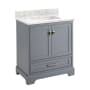 Signature Hardware Quen 30" Freestanding Single Basin Vanity Set with Cabinet, Vanity Top, and Rectangular Undermount Sink - No Faucet Holes Gray / Carrara Marble