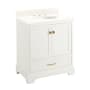 Signature Hardware Quen 30" Freestanding Single Basin Vanity Set with Cabinet, Vanity Top, and Oval Undermount Sink - 8" Faucet Holes Soft White / Arctic White