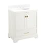 Signature Hardware Quen 30" Freestanding Single Basin Vanity Set with Cabinet, Vanity Top, and Oval Undermount Sink - 8" Faucet Holes Soft White / Feathered White