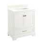 Signature Hardware Quen 30" Freestanding Single Basin Vanity Set with Cabinet, Vanity Top, and Rectangular Undermount Sink - No Faucet Holes Soft White / Arctic White
