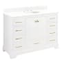 Signature Hardware Quen 48" Freestanding Single Basin Vanity Set with Cabinet, Vanity Top, and Oval Undermount Sink - 8" Faucet Holes Soft White / Feathered White