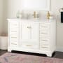 Signature Hardware Quen 48" Freestanding Single Basin Vanity Set with Cabinet, Vanity Top, and Rectangular Undermount Sink - Single Faucet Hole Soft White / Carrara Marble