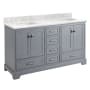 Signature Hardware Quen 60" Freestanding Double Basin Vanity Set with Cabinet, Vanity Top, and Rectangular Undermount Sinks - No Faucet Holes Gray / Carrara Marble