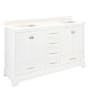Signature Hardware Quen 72" Freestanding Double Basin Vanity Set with Cabinet, Vanity Top, and Rectangular Undermount Sinks - Single Faucet Holes Soft White / Arctic White