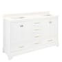 Signature Hardware Quen 72" Freestanding Double Basin Vanity Set with Cabinet, Vanity Top, and Rectangular Undermount Sinks - No Faucet Holes Soft White / Arctic White
