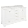Signature Hardware Quen 72" Freestanding Double Basin Vanity Set with Cabinet, Vanity Top, and Rectangular Undermount Sinks - No Faucet Holes Soft White / Carrara Marble