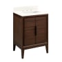 Signature Hardware Aliso 24" Single Vanity Set with Teak Cabinet, Quartz Vanity Top, and Rectangular Sink - 1-1/2" Faucet Holes Java / Arctic White