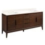 Signature Hardware Aliso 72" Freestanding Teak Single Basin Vanity Set with Cabinet, Vanity Top, and Rectangular Undermount Sinks - 8" Widespread Faucet Holes Java / Arctic White