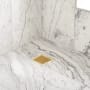 Signature Hardware Carmen 4" Pattern Grate Shower Drain with Flange Brushed Gold