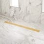 Signature Hardware Carmen 40" Linear Shower Drain with Flange Brushed Gold
