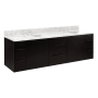 Signature Hardware Dita 72" Wall-Mount Double Basin Vanity Set with Cabinet, Vanity Top, and Oval Undermount Sinks - 8" Faucet Holes Carrara