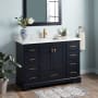 Signature Hardware Quen 48" Freestanding Single Basin Vanity Set with Cabinet, Vanity Top, and Rectangular Undermount Sink - Single Faucet Hole Midnight Navy Blue / Carrara Marble