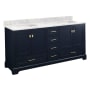 Signature Hardware Quen 72" Freestanding Double Basin Vanity Set with Cabinet, Vanity Top, and Rectangular Undermount Sinks - No Faucet Holes Midnight Navy Blue / Carrara Marble