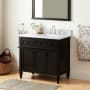 Signature Hardware Elmdale 36" Single Vanity Set with Mahogany Cabinet, Quartz Vanity Top, and Rectangular Sink - 1-1/2" Faucet Holes Charcoal Black / Carrara Marble