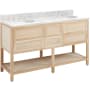Signature Hardware Robertson 60" Freestanding Mahogany Double Basin Vanity Set with Cabinet, Vanity Top, and Oval Undermount Sinks - 8" Faucet Holes Unfinished / Carrara Marble