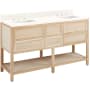 Signature Hardware Robertson 60" Double Vanity Set with Wood Cabinet, Quartz Vanity Top, and Rectangular Sinks - 1-1/2" Faucet Holes Unfinished / Artic White
