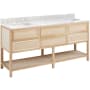 Signature Hardware Robertson 72" Freestanding Mahogany Double Basin Vanity Set with Cabinet, Vanity Top, and Rectangular Undermount Sinks - Single Faucet Holes Unfinished / Carrara Marble